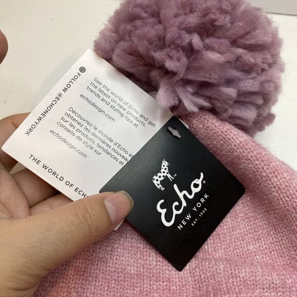New With Tags Echo beanie Pink winter Hat with pom pom On Top for women - Picture 6 of 8